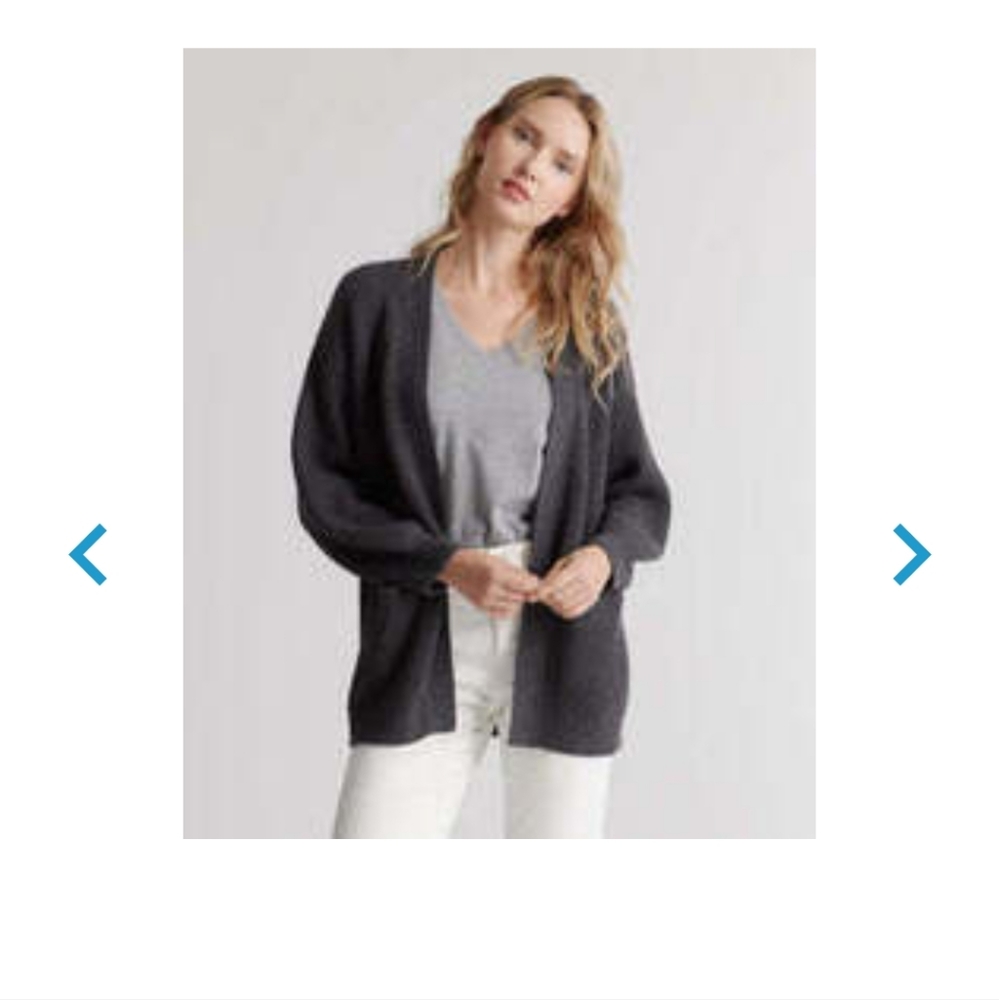 Quince Organic Cotton Oversized open Cardigan Sweater Black